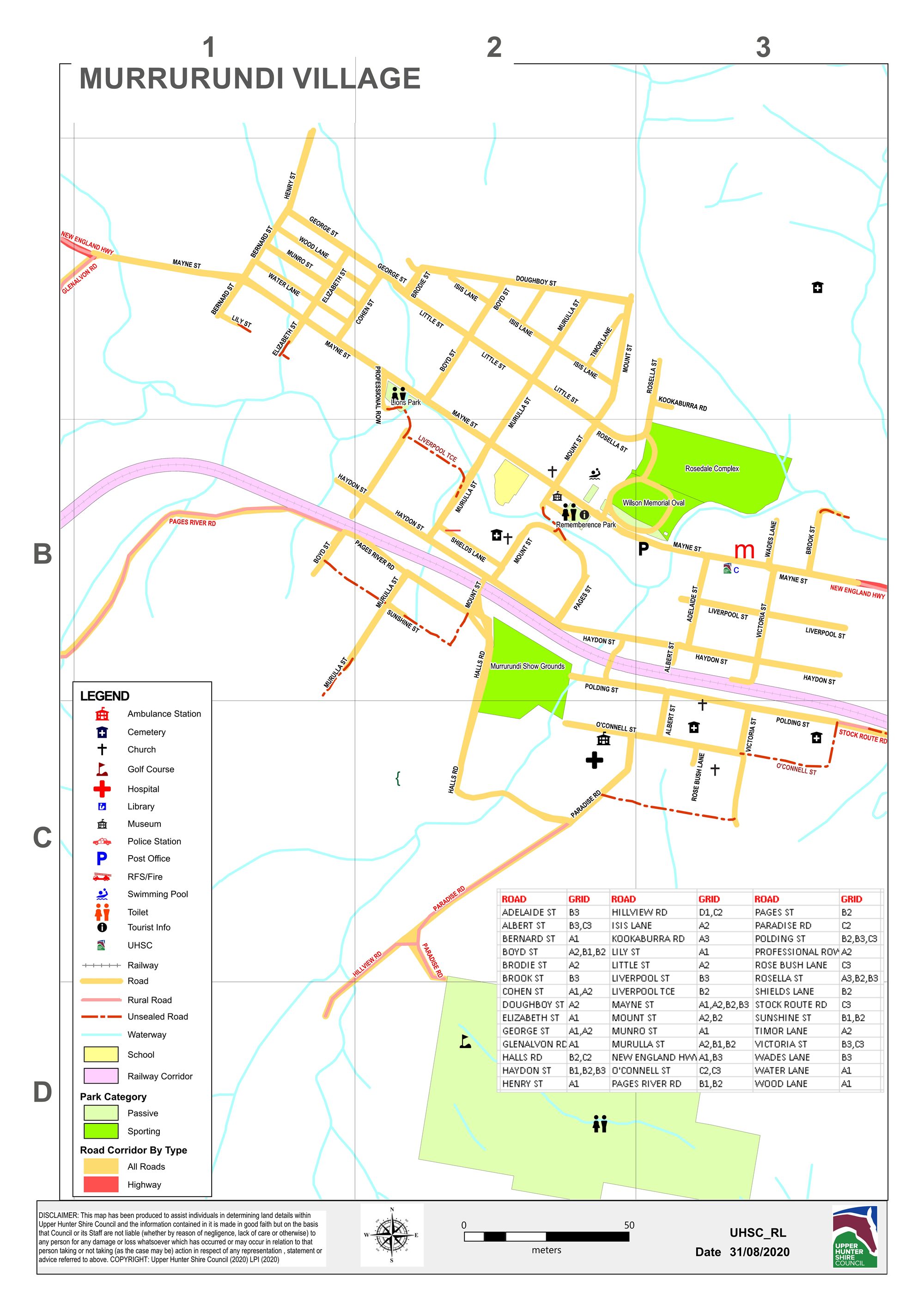 Murrurundi Village map, produced by Upper Hunter Shire Council